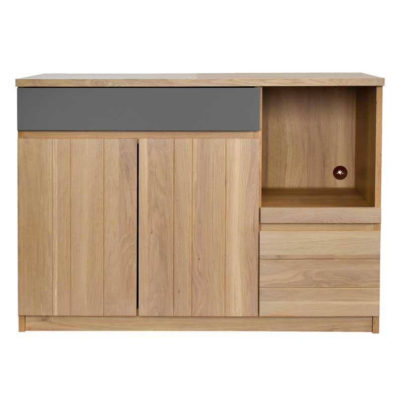 北欧ナチュラル×グレーの木目キッチンカウンター｜オーク無垢材の