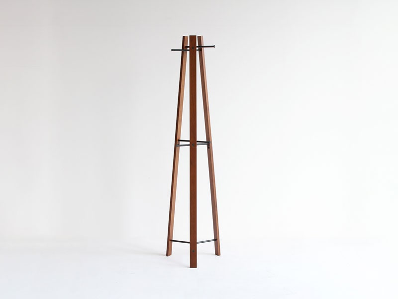木とブラックスチールのポールハンガーBR|高さ165cm|am