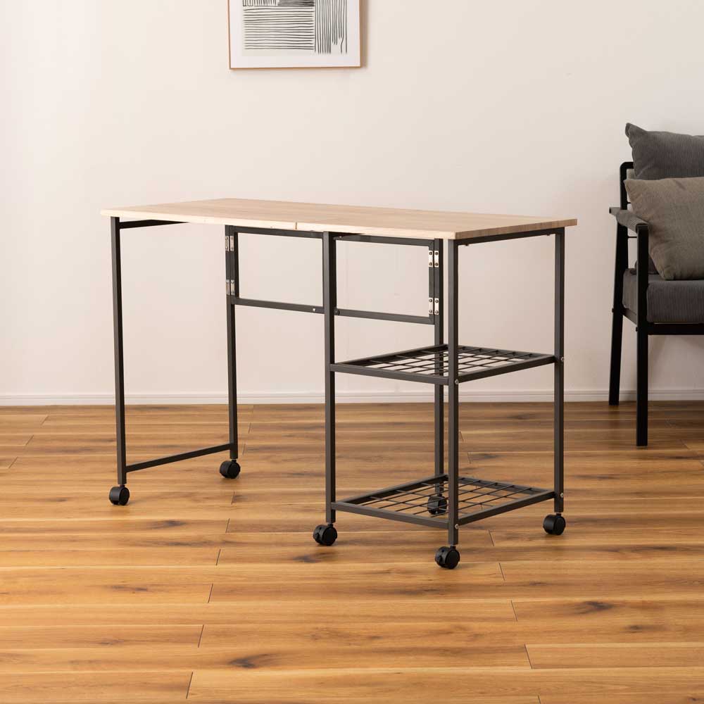 折りたたみデスク｜収納棚付きバタフライテーブル｜省スペース×多機能