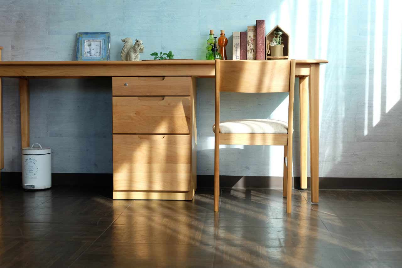 アルダー無垢材を使用したシンプルなツインデスク｜幅180cm｜ER