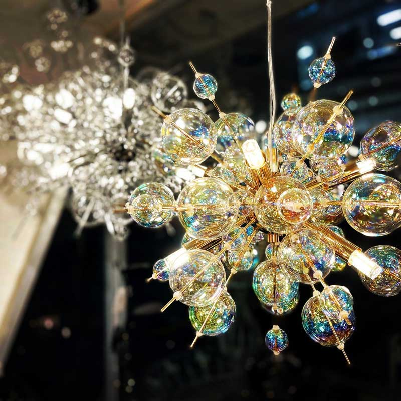 バブルシャンデリア LED 6灯 ガラス｜おしゃれなシャボン照明
