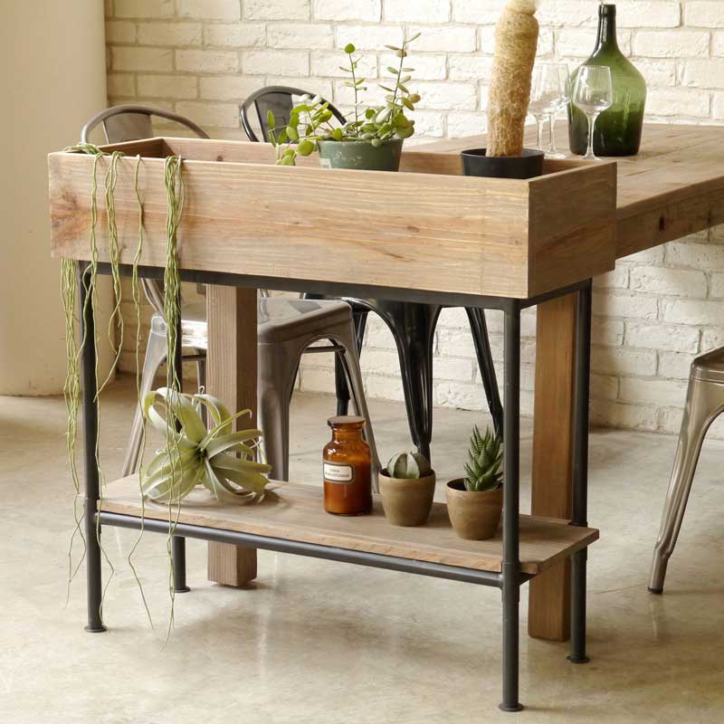 無垢材×アイアンのプランターシェルフ｜重厚感と温もりを兼ね備えたディスプレイラック｜幅90cm