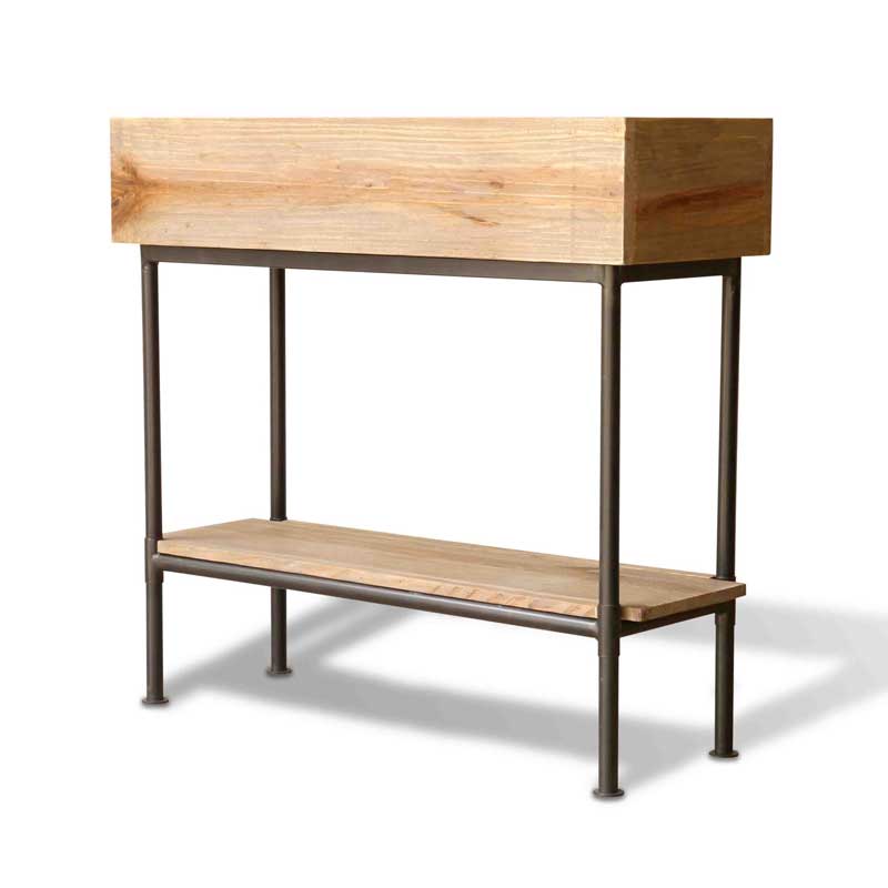 無垢材×アイアンのプランターシェルフ｜重厚感と温もりを兼ね備えたディスプレイラック｜幅90cm