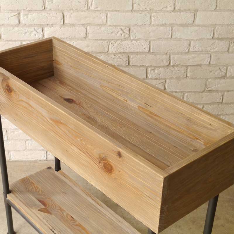 無垢材×アイアンのプランターシェルフ｜重厚感と温もりを兼ね備えたディスプレイラック｜幅90cm