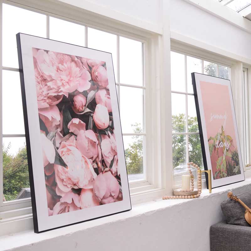 ピオニー咲く華やかなグラフィックアートパネル｜80×120cm
