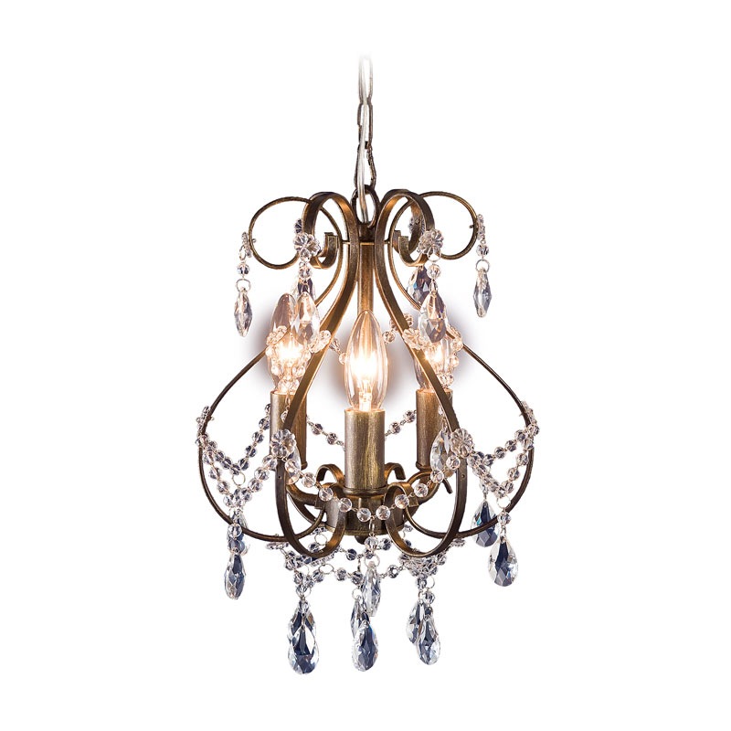 クラシックデザイン 3灯シャンデリア アンティーク風の真鍮製シャンデリア（3灯・電球なし）(cr-513-g