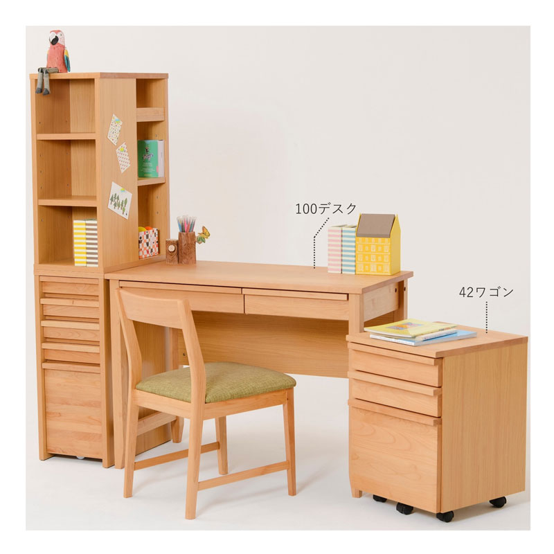 天然木の学習デスク用ワゴン｜幅34・42cm | インテリア・家具の通販