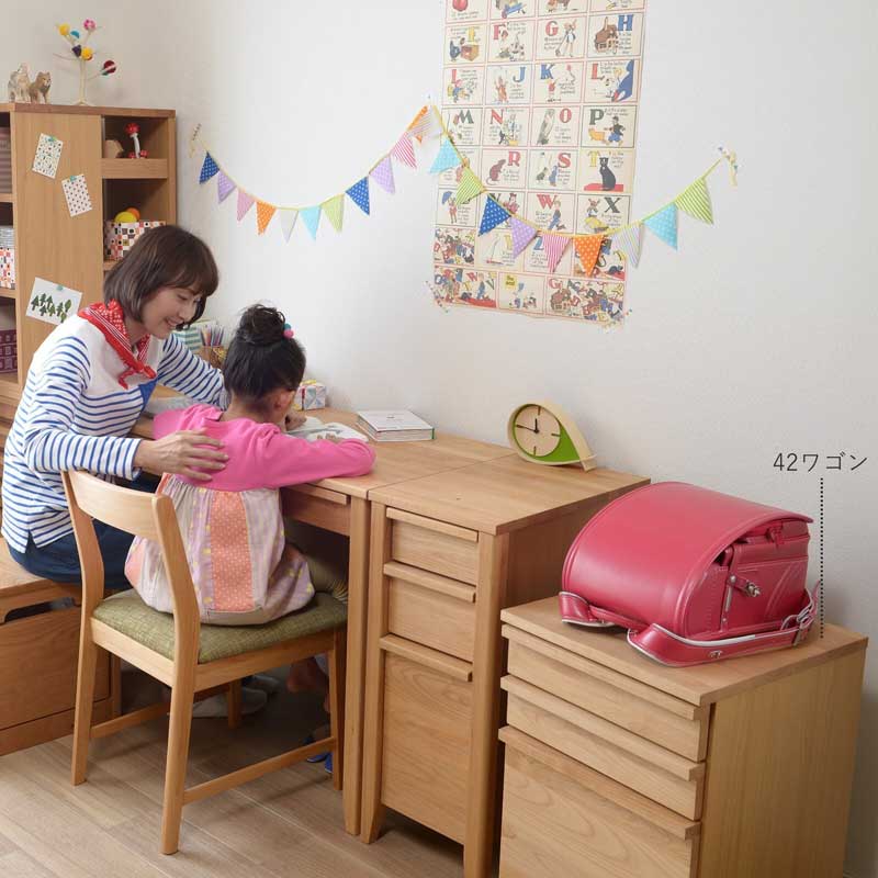 天然木の学習デスク用ワゴン｜幅34・42cm | インテリア・家具の通販