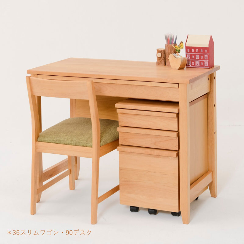 天然木の学習デスク用ワゴン|幅34・42cm