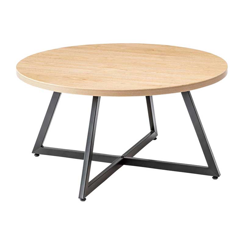 木目の表情を愉しむ円形ローテーブル｜アイアン脚で魅せるモダン空間