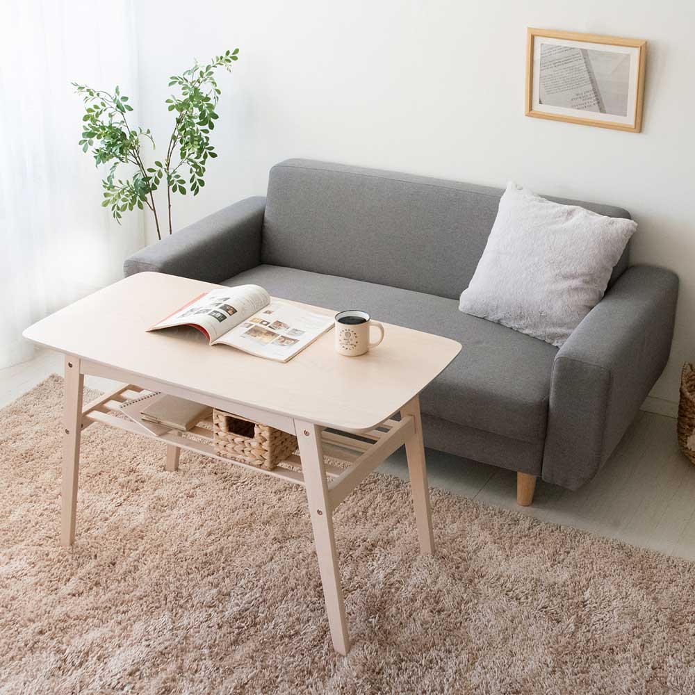 天然木の温もりが広がる北欧風ソファテーブル