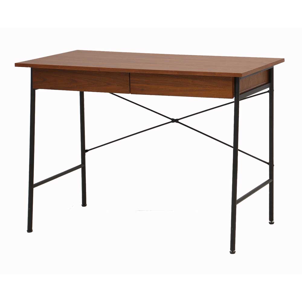 木とブラックスチールのコンパクトデスクBR｜幅100cm｜am