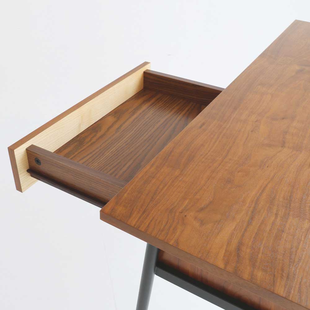 木とブラックスチールのコンパクトデスクBR｜幅100cm｜am