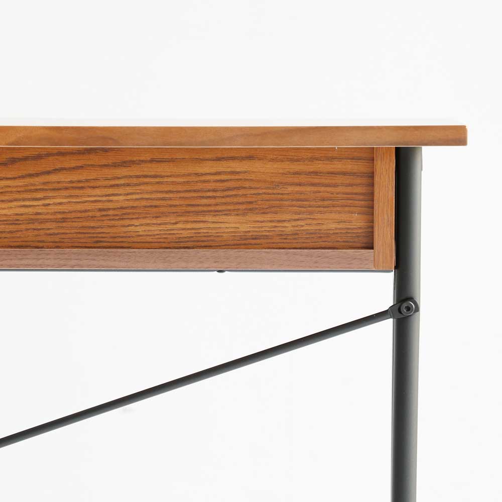 木とブラックスチールのコンパクトデスクBR｜幅100cm｜am