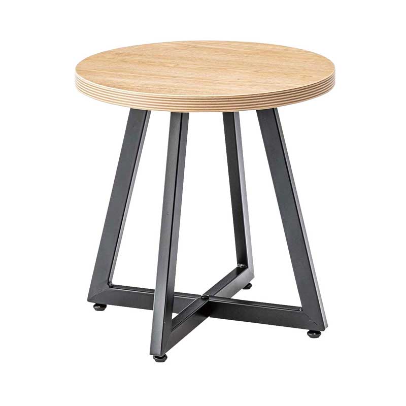 木目の表情を愉しむ円形サイドテーブルS|アイアン脚で魅せるモダン空間