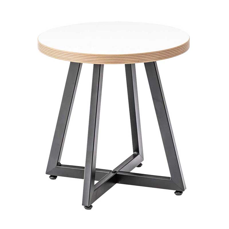 木目の表情を愉しむ円形サイドテーブルS|アイアン脚で魅せるモダン空間