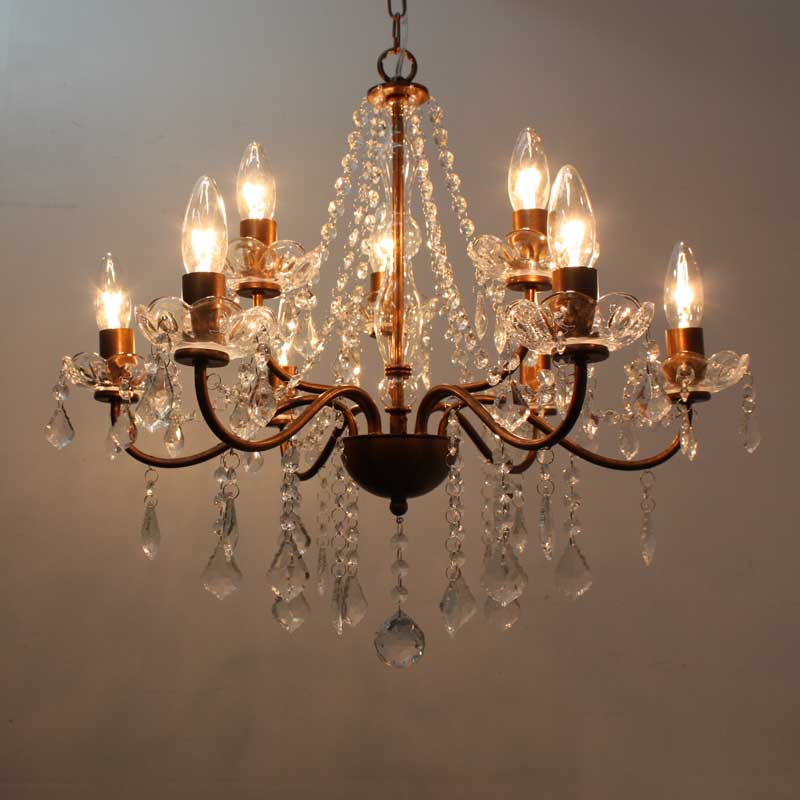 高さのあるアンティーク調シャンデリア｜9灯