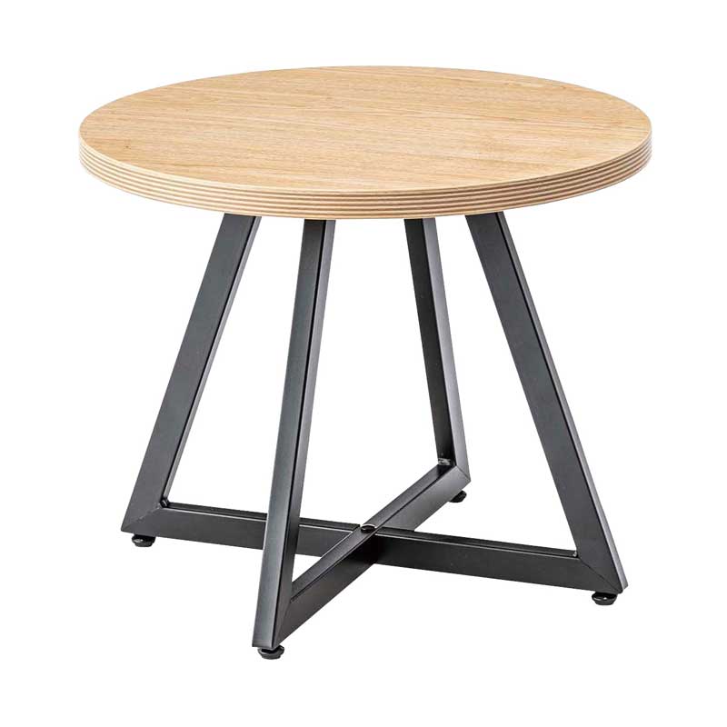 木目の表情を愉しむ円形サイドテーブルM|アイアン脚で魅せるモダン空間