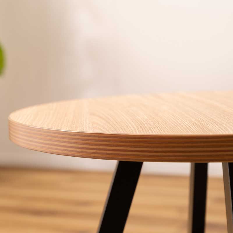 木目の表情を愉しむ円形サイドテーブルM|アイアン脚で魅せるモダン空間