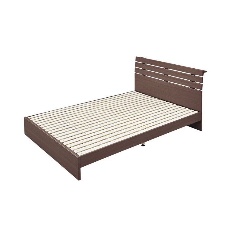 スリッドデザインのナチュラルモダンすのこダブルベッド|コンセント付き