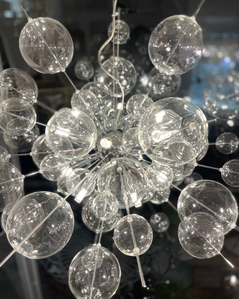 バブルシャンデリア 12灯 ガラス LED 直径75cm|モダン空間を彩るシャボン照明
