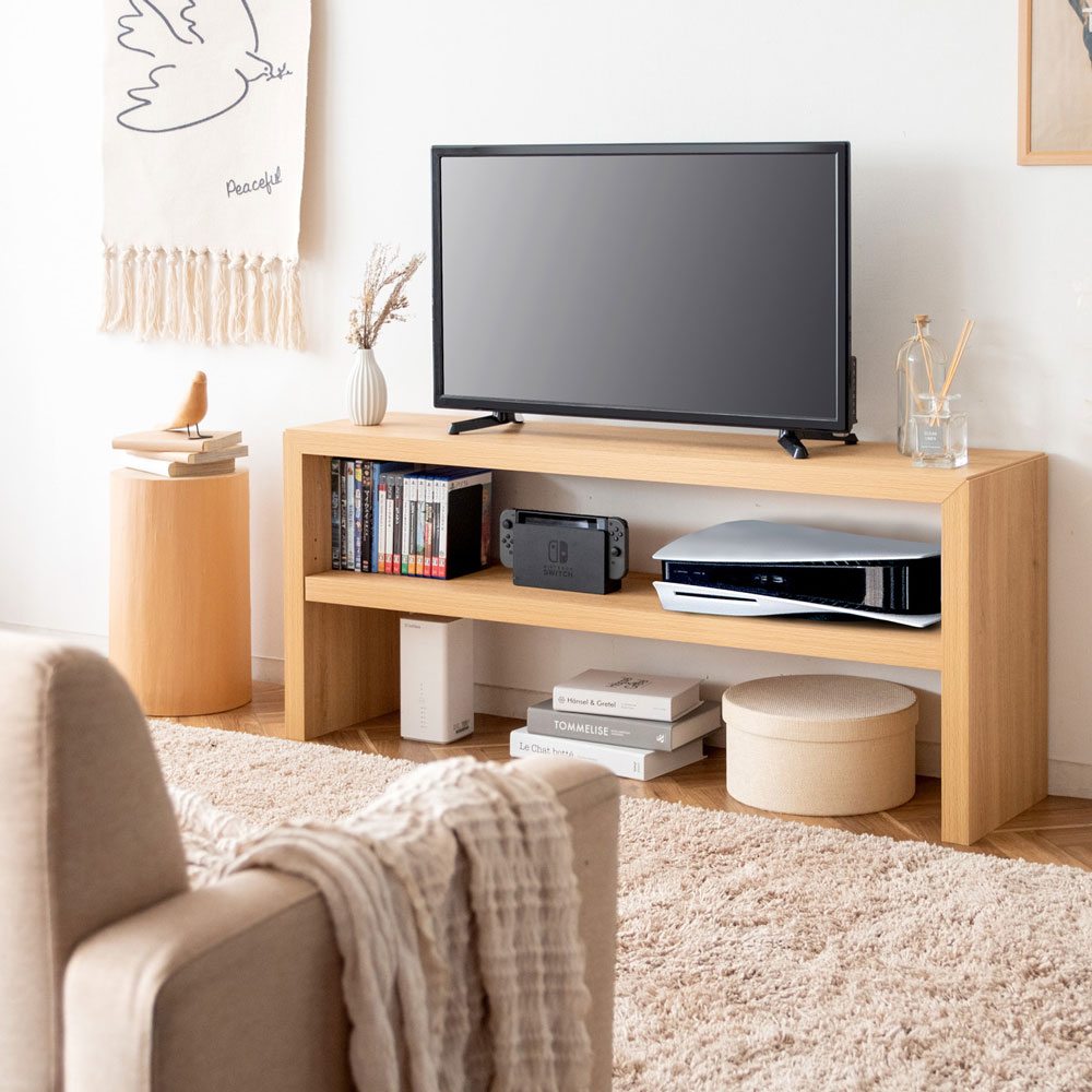 シンプル＆スタイリッシュなコの字型木製テレビボード｜幅120cm