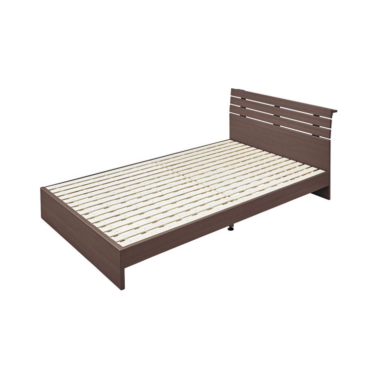 スリッドデザインのナチュラルモダンすのこセミダブルベッド｜コンセント付き