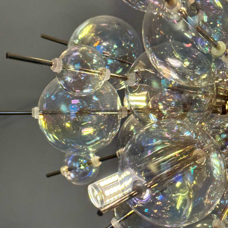 バブルシャンデリア ミニ 4灯 LED オーロラガラス 直径28cm|おしゃれなシャボン照明