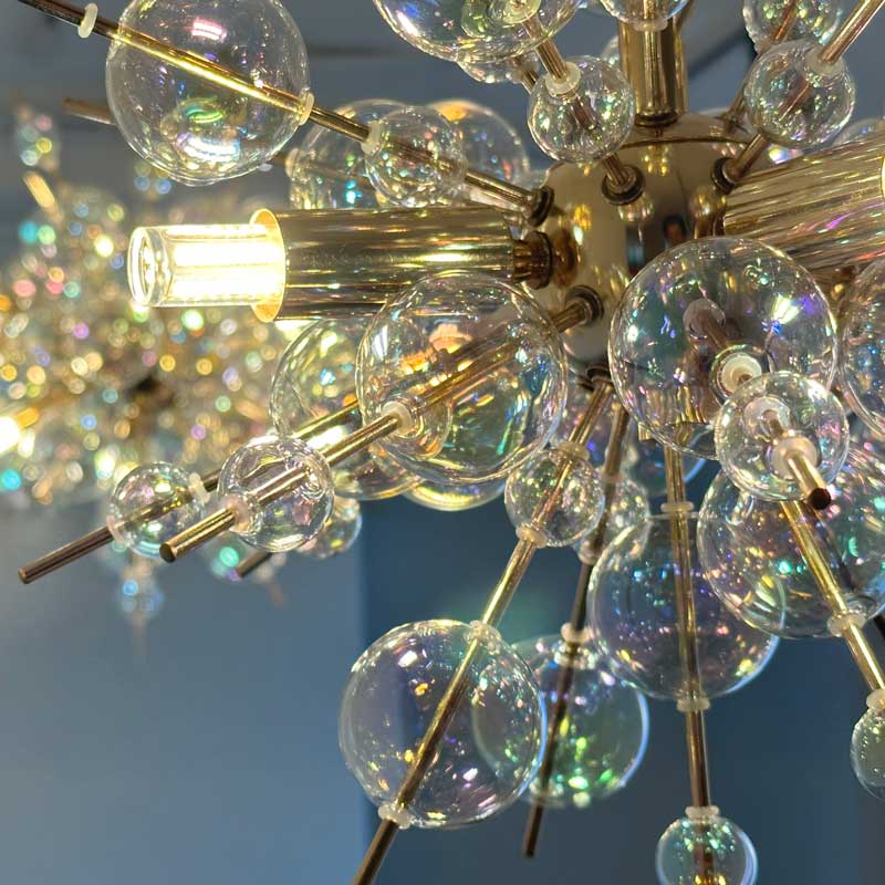 バブルシャンデリア ミニ 4灯 LED オーロラガラス 直径28cm|おしゃれなシャボン照明