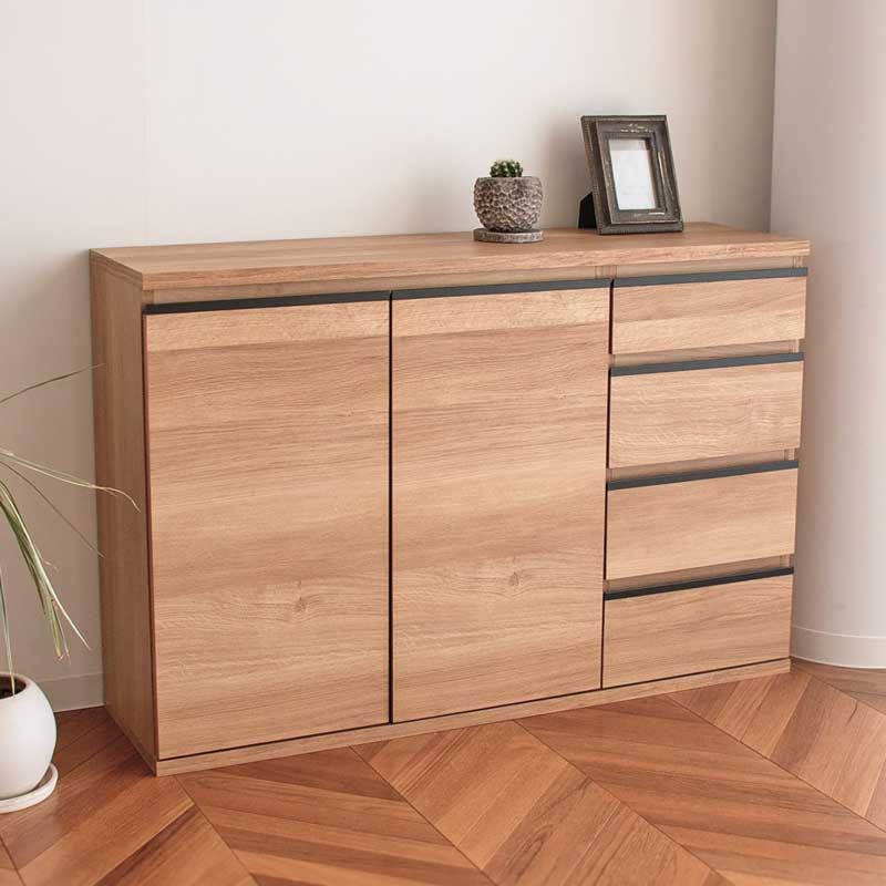 北欧モダンキャビネット｜奥行スリムな収納チェスト｜幅120cm