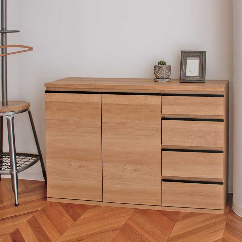北欧モダンキャビネット｜奥行スリムな収納チェスト｜幅120cm