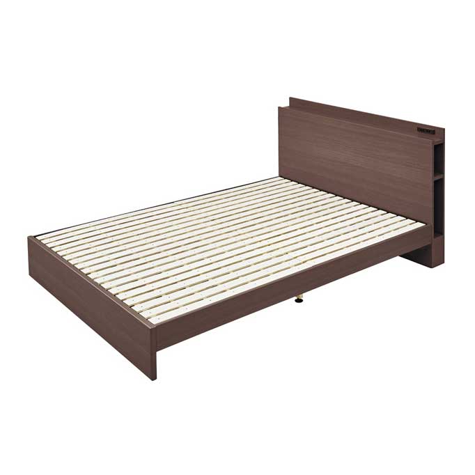 ナチュラルモダンなすのこ付きセミダブルベッド|コンセント付き