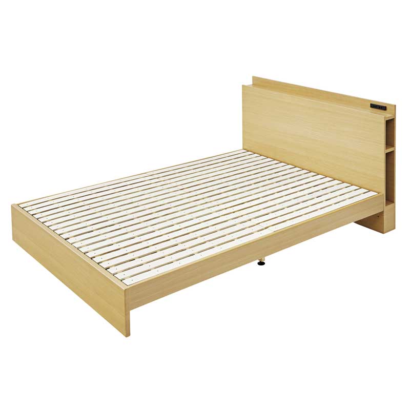 ナチュラルモダンなすのこ付きセミダブルベッド|コンセント付き