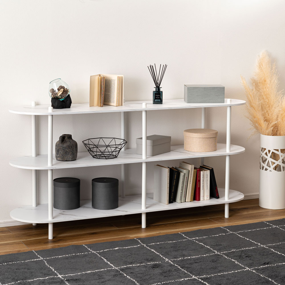 石目調3段オープンラック｜シンプル×高級感×間仕切り収納