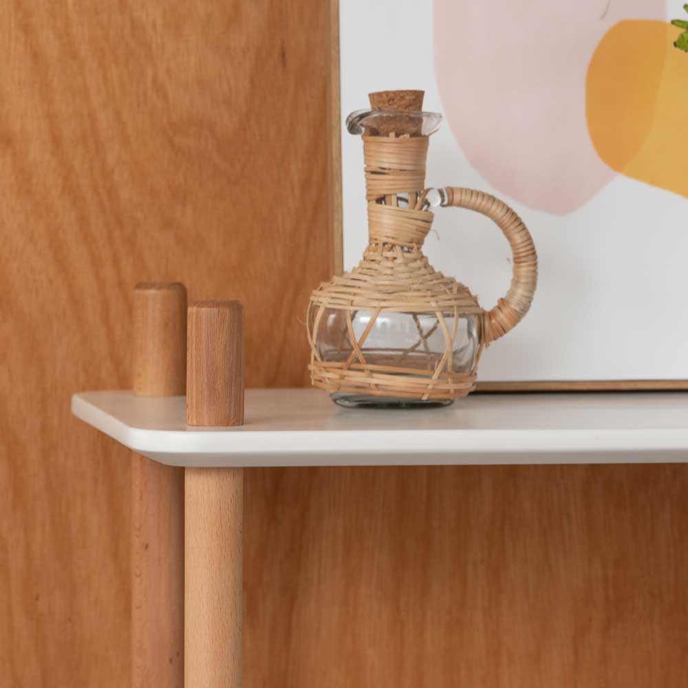 ホワイト×天然木 3段オープンラック|優しい印象の北欧風シェルフ