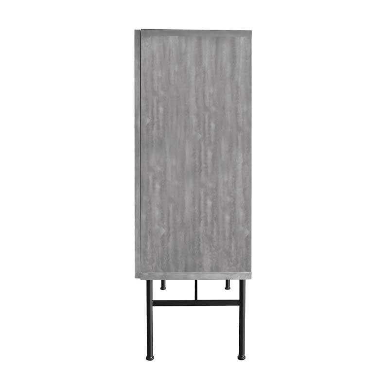 韓国インテリアに映えるモダンキャビネット｜洗練された紙すき模様とスチール脚｜幅80cm