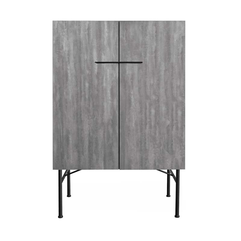 韓国インテリアに映えるモダンキャビネット｜洗練された紙すき模様とスチール脚｜幅80cm