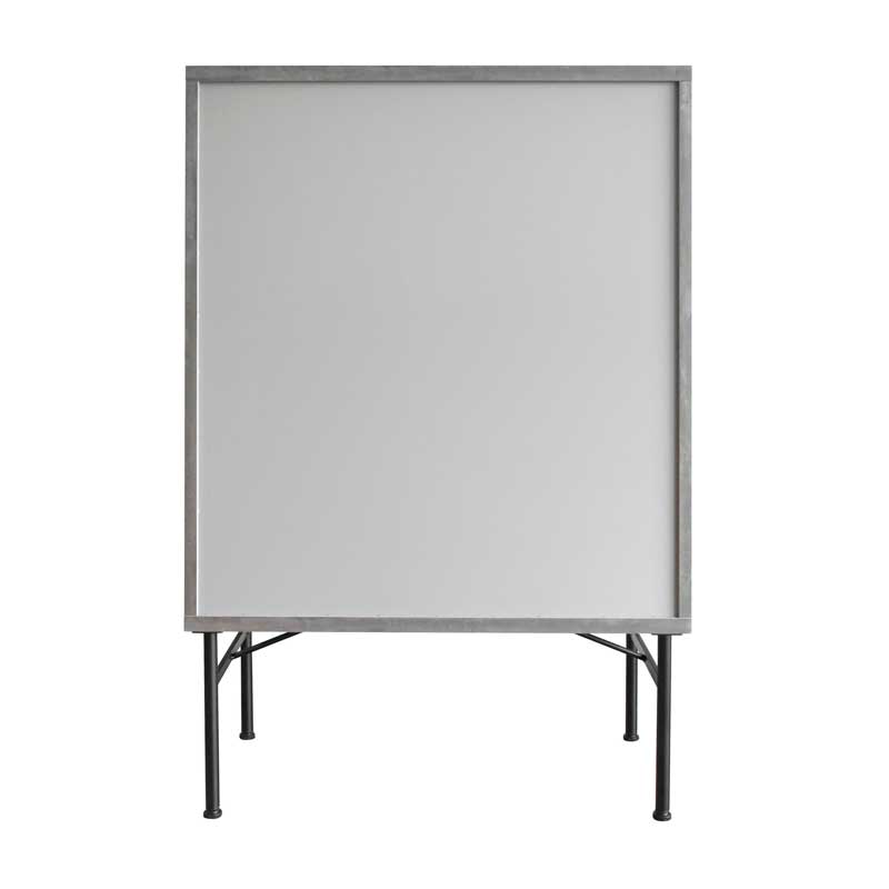 韓国インテリアに映えるモダンキャビネット｜洗練された紙すき模様とスチール脚｜幅80cm