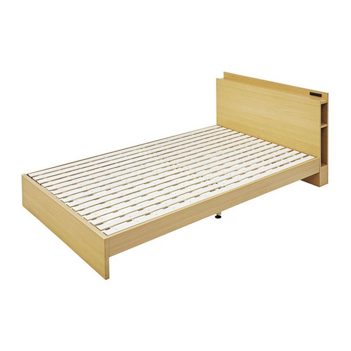 ナチュラルモダンなすのこ付きセミダブルベッド｜コンセント付き