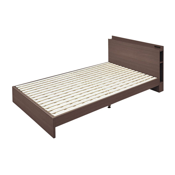 ナチュラルモダンなすのこ付きセミダブルベッド｜コンセント付き