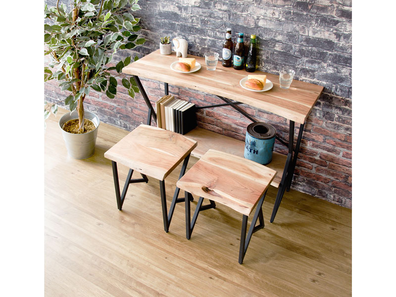 天然木のクールなデザインのアイアンスツール｜ブルックリン