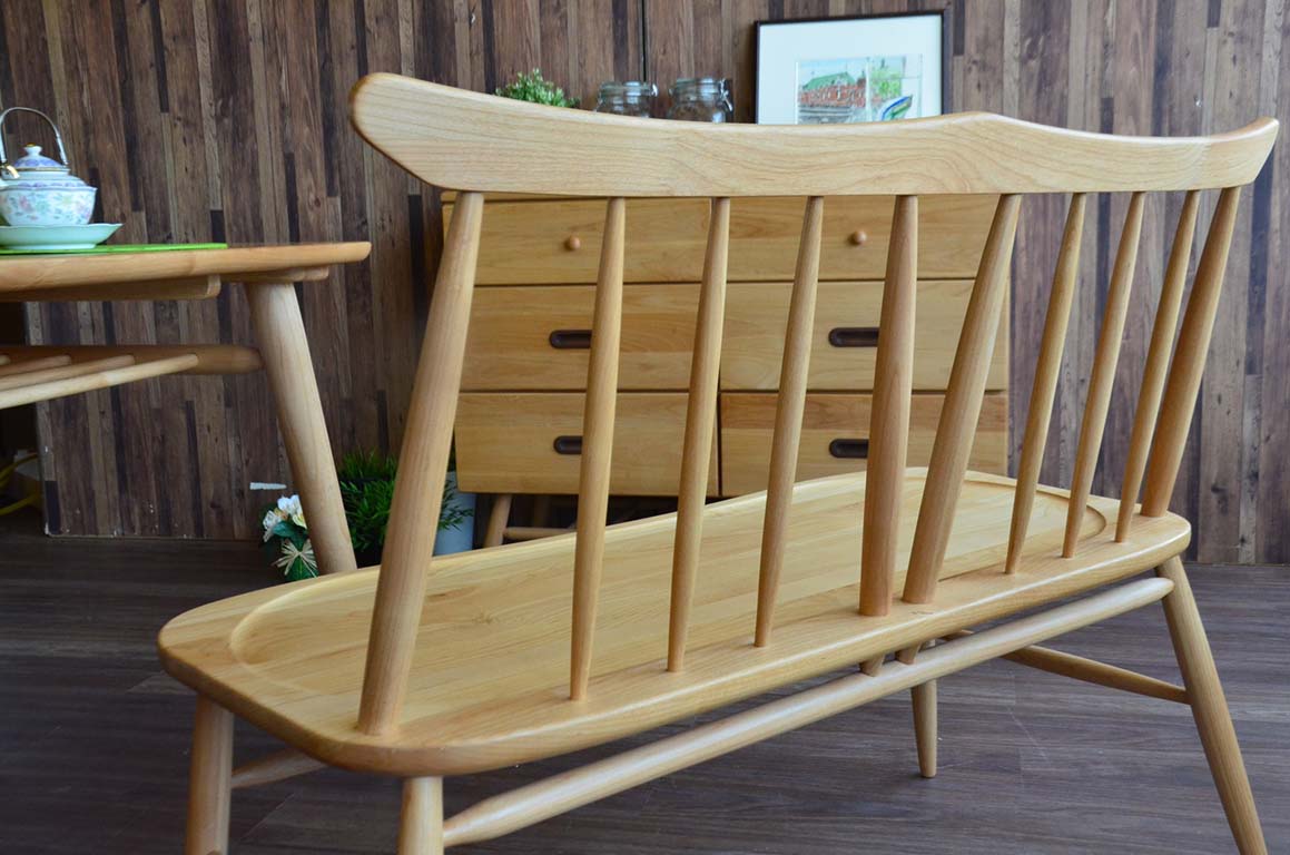 天然木 背もたれ付き ダイニングベンチ 幅100cm (ライトブラウン/LBR)