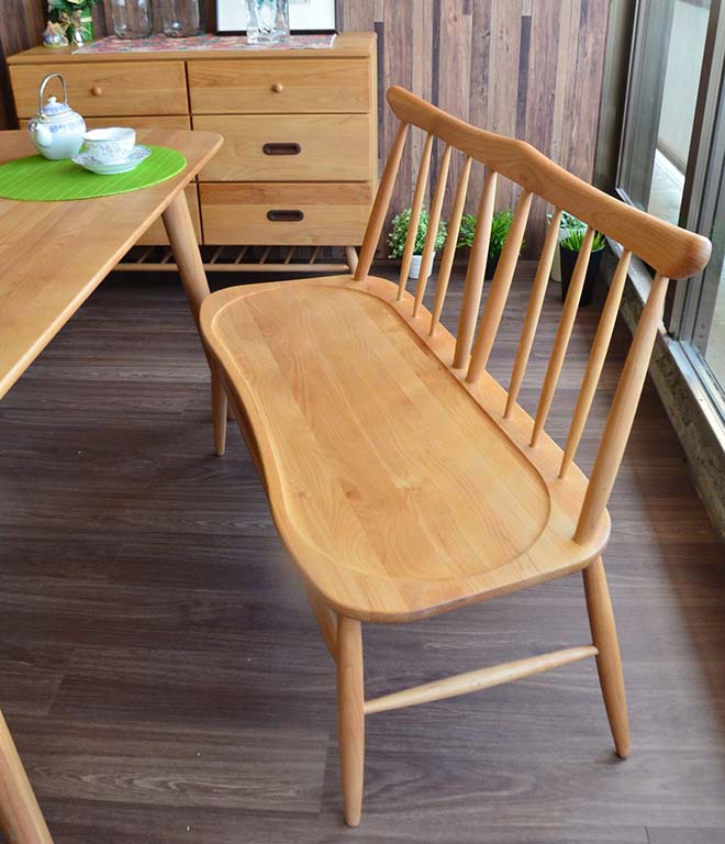 天然木 背もたれ付き ダイニングベンチ 幅100cm (ライトブラウン/LBR)