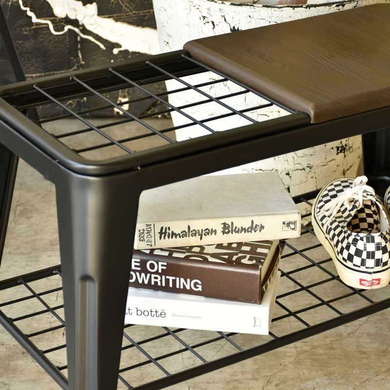 玄関に置けるオシャレなアンブレラスタンドベンチ | インダストリアル