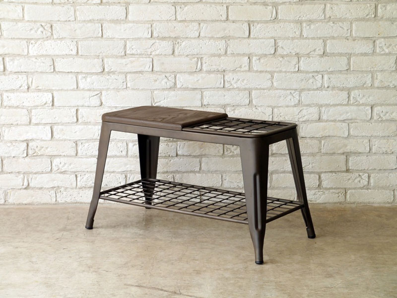 玄関に置けるオシャレなアンブレラスタンドベンチ | インダストリアル