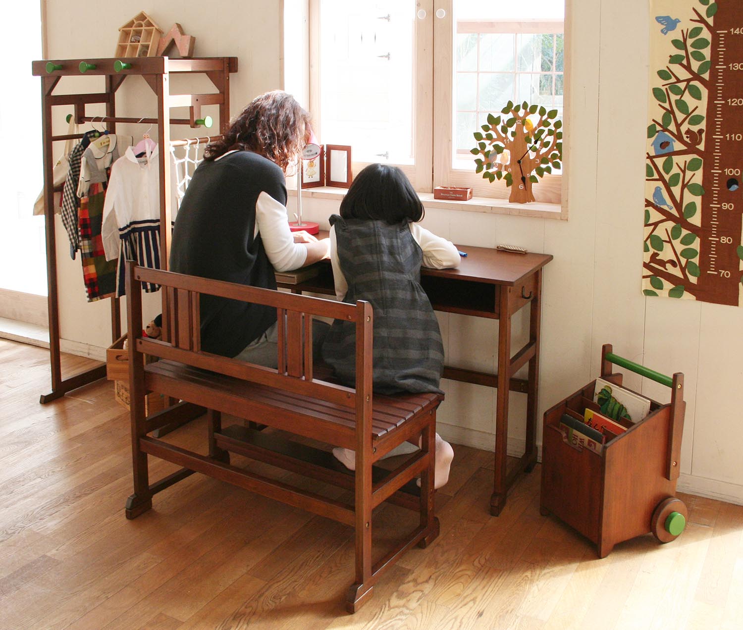 ベンチ 学習机用 子ども レトロ ntc【幅85cm】キッズインテリア