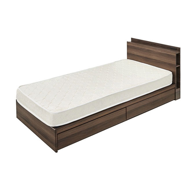 ナチュラルモダンデザインのすのこシングルベッド|収納付き