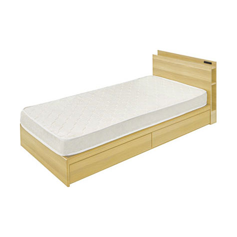 ナチュラルモダンデザインのすのこシングルベッド|収納付き