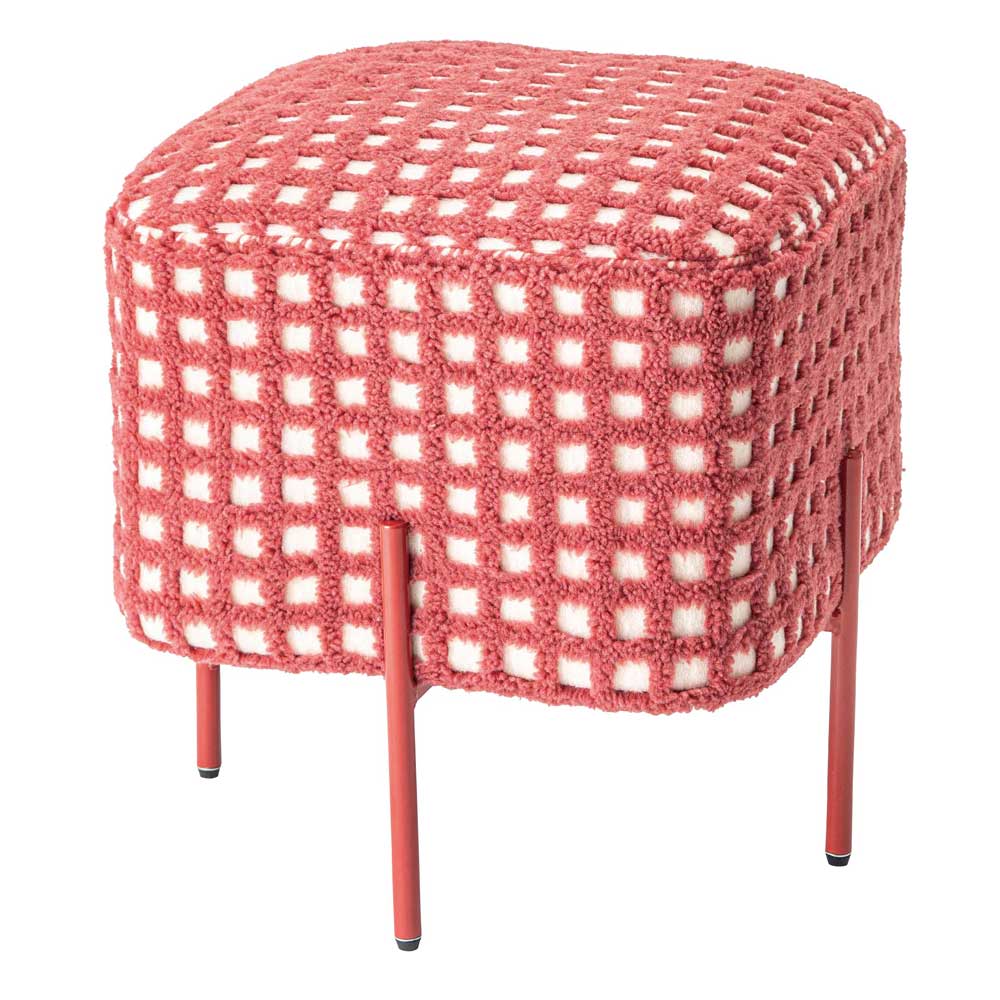 ふんわりボアのチェック柄スツール|ポップで愛らしいデザイン