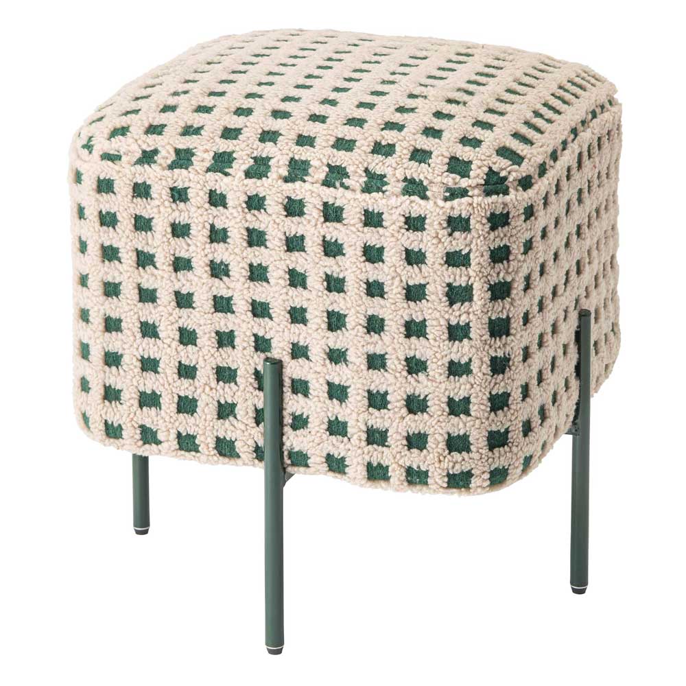 ふんわりボアのチェック柄スツール|ポップで愛らしいデザイン